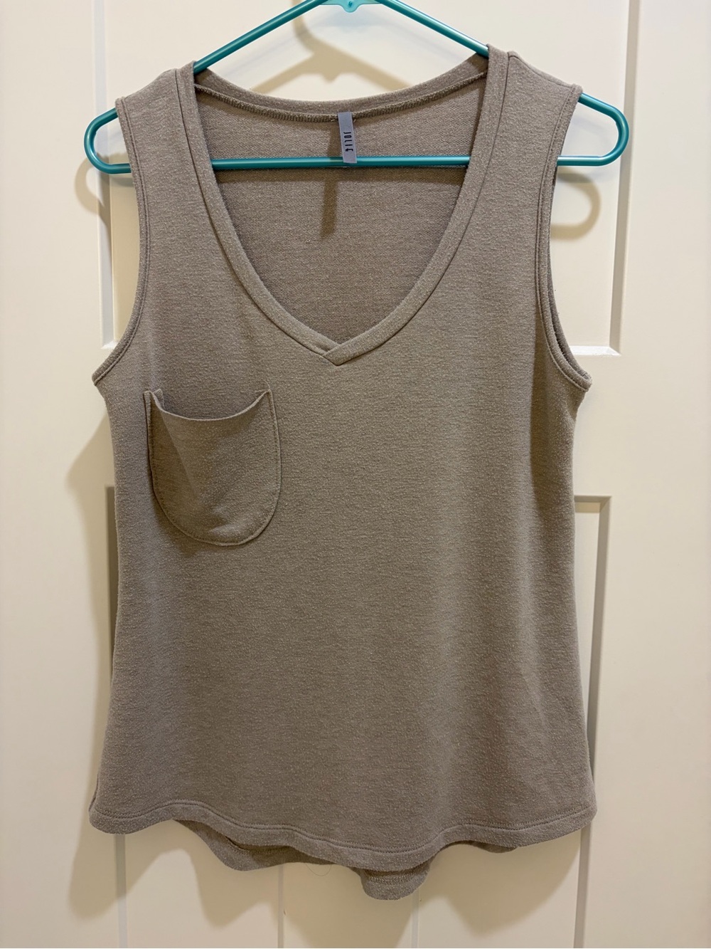 Jolie Taupe V-Neck Pocket Tank